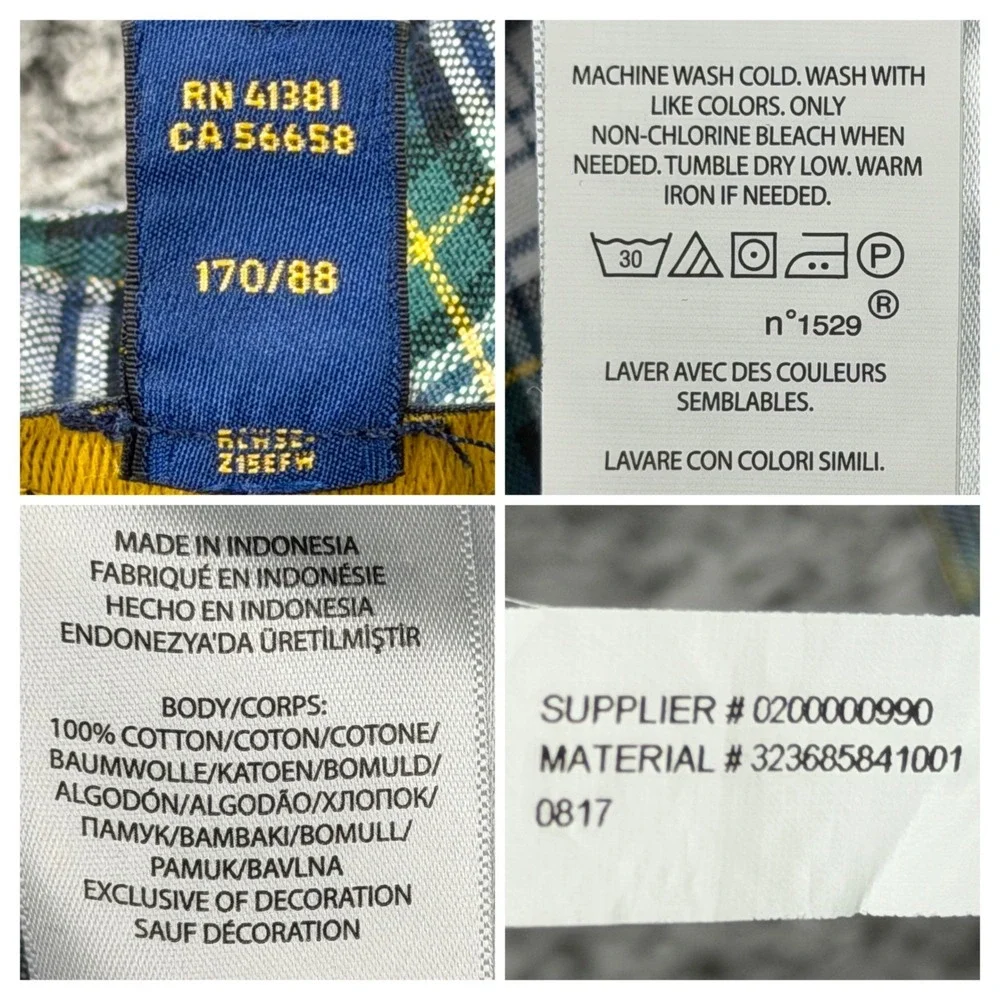 Ralph Lauren Plaid Button Down Shirt Kids Youth XL 18-20 Green Blue‎ Long Sleeve